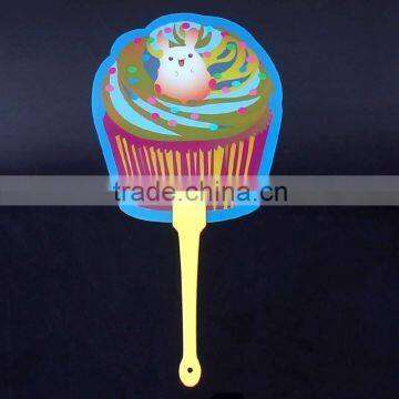2016 promotion PP fan with stick handle, cheap handle fan for advertisment