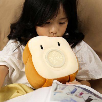 Cute Cartoon Toast Soft Plush Sleep Trainer Night Light LED Digital Table Alarm Clocks Kids Bady Children Gift photo-5