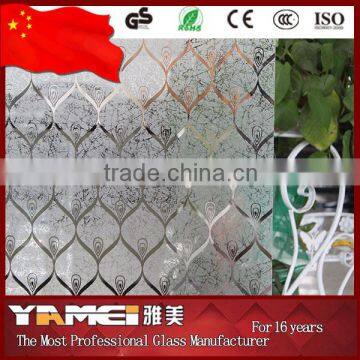 2016 hot sale acid printed glass