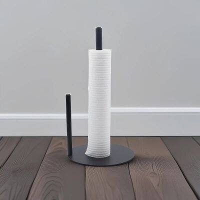 Stainless steel rolled paper bar vertical round head without punching kitchen bathroom toilet paper rack European-style paper towel rack