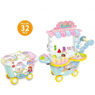 Kitchen Chief Toys Fast Food Role Play Cooking Game Trolley Plastic Cutlery Cart photo-3