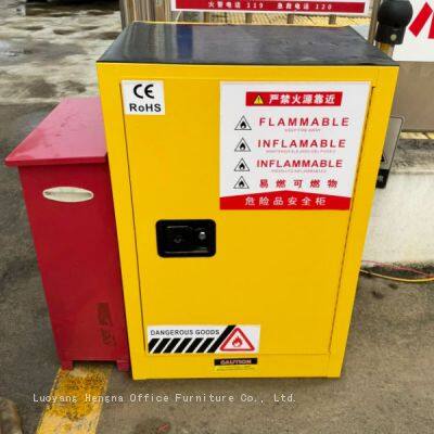 Cabinet de sécurité pour liquides inflammables de 22 gallons de haute qualité, jaune, fermeture manuelle - Conforme aux normes OSHA et NFPA 30 - Idéal pour les laboratoires universitaires et de recherche photo-5