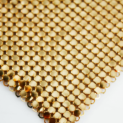 Mesh Chain Mail Curtains Industry Supply Colorful Soft Metal Decorative Aluminum Cloth Fabric Sequin Gold Anodized Modern Window photo-3