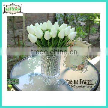 34cm mini pu tulip real touch artificial white tulip