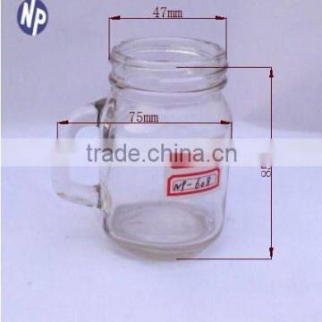 embossed clear glass mason jars with handle 100ml