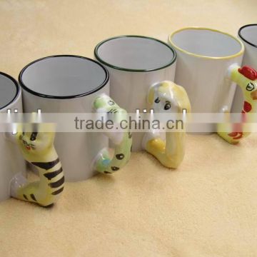 11oz blank sublimation ceramic mugs with animal handle