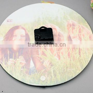 2014 Fashion hot sale Sublimation Round spun gold face clock