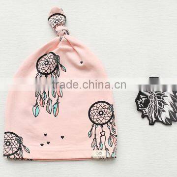 Breathable Kids Hat Boutique Cotton Cartoon Tied Angle Newborn Baby Cap For 0-2 Years In Stock photo-5