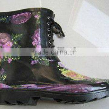 Trendy Lace-up Women's Half Rubber Rain Boots