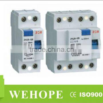 OEM /ODM Service ZYL25-125 RCCB/Residual Current Circuit Breaker,2p&4p residual current device