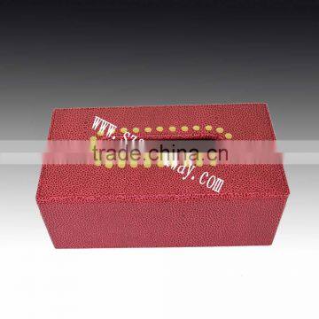 red tissue box ,cheap price new design hotel porcelain square pu faux leather box tissue with drawers collection