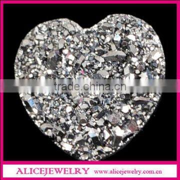 Heart Shape Silver Color Agate Drusy Quartz Stones