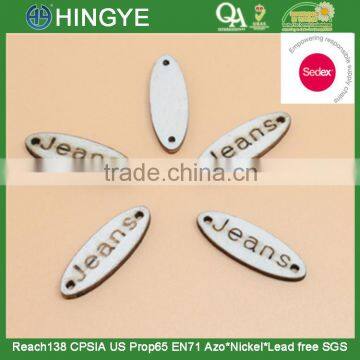 Sedex Audited Factory 2 Pillar Oval Shape Sew-on Wooden Badges For garment