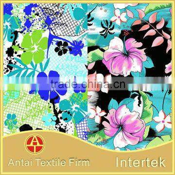 Beautiful Flower Designs Painting Fabric / Nylon Lycra Swimwear Print Fabric With Flower photo-2