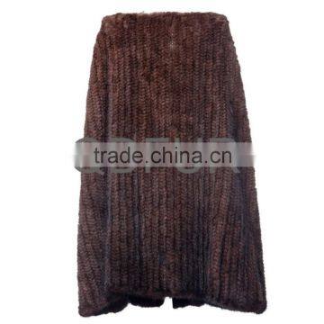 QD80555 Woman Plus Size Knit Mink Fur Long Vest Gilet With Bigger Armhole