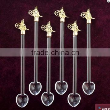 Tugra Gold Glass Tea Spoon