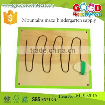 EN71 good quality mountains maze kindergarten supply size 60*50*1.5 cm OEM wooden kids learning game