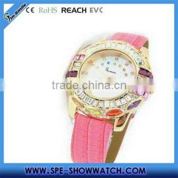 japan qvartz luxury diamond woman's leather watch