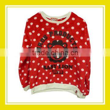 2016 Fashion Products Bros Baby Lion Head Women Printed Long Sleeve Red White Dotted Fleece Sweater