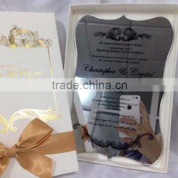 Hot sale silver acrylic wedding invitations with silk screen printing & box                        
                                                Quality Choice