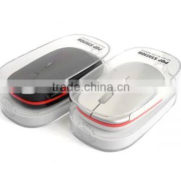 Slim 2.4g Wireless Mouse with crystal plastic box packing