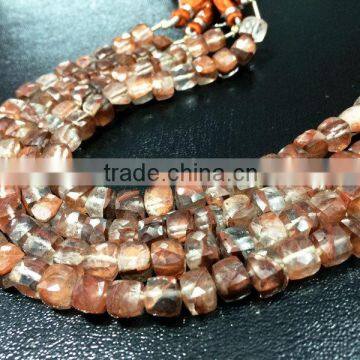 AAA+ GRADE NATURAL COFFEE QUARTZ APPROX 7X7-8X8MM CUBE BOX FACETED LOOSE BEADS