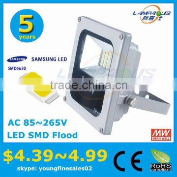 best price meanwell driver 5 years warranty IP66 warm white 3000k outdoor 10w driverless led floodlight