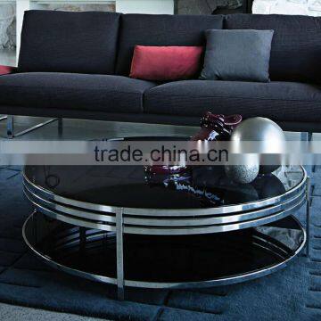 2 Layer Glass Coffee Table, Round Coffee Table, Ula Coffee Table CT-012 photo-2