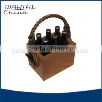 Portable Wooden Vintage 6 pack bottle Wine Carrier For Sale