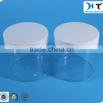 High quality 200ml transparent PET jar with white plastic cap for cream