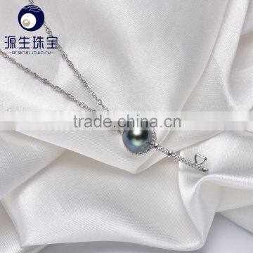 S925 Silver Necklace 8--9mm Tahitian Black Pearl Jewellery Pendant