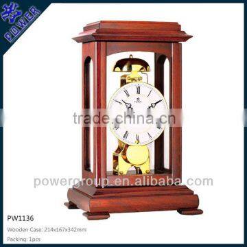 Desk clock with CE/FCC/ISO Wooden case power sweep movement PW1136D