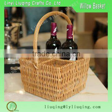 Wholesale high quality willow/wicker wine holder basket/red wine storage basket