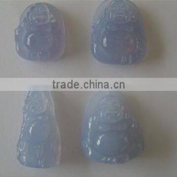 Blue Chalcedony fancy buddha carved beads pendant and charms for bracelets and necklace handmade jewelry making