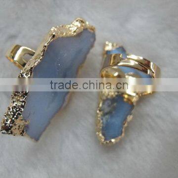 Contemporary vogue jewelry wedding rings inlay natural gemstone or crystal