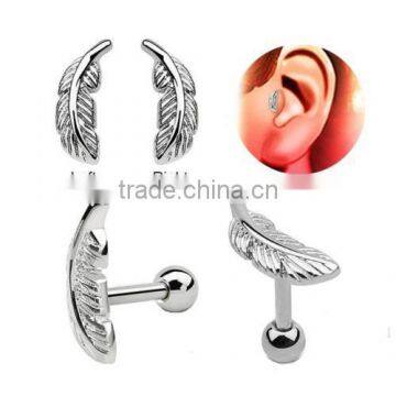 Surgical Steel Ear Cartilage Earring Helix Tragus Piercing Feather