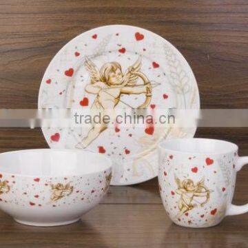 high quality 3pcs breakfast set with Cupid design