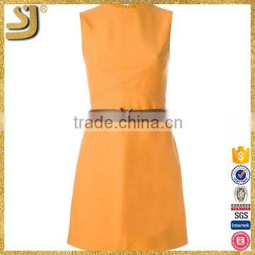 Women's Sleeveless Belted Elegant A-line Dress