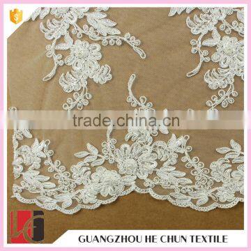 HC-5612-1 Hechun Bead Hand Embroidery Designs Woven Bridal Lace Fabric for Woman Dress photo-4