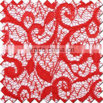 2016 new design 100% polyester red lace fabric for Wedding dress