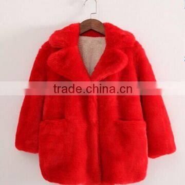 Girls Long Winter Fake Fur Coat Trench Coat Wholesale photo-2
