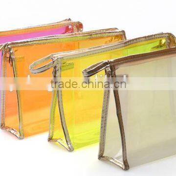 PE transparent clear pvc cosmetic bag with zipper