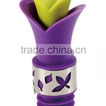 Guangdong Lily shape wholesale metal parts silicone wine bottle stopper