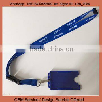 custom color and logo cheap satin polyester lanyard with plastic cardholder