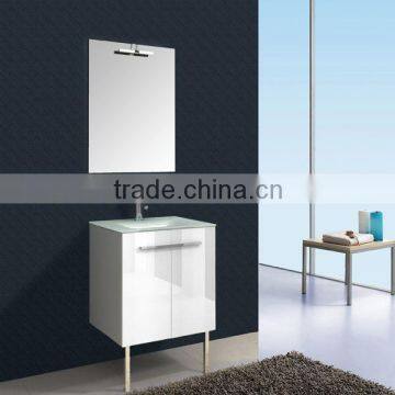 Super white tempered glass basin modern bathroom cabinets with MDF material