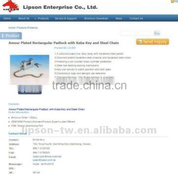 LS-303 Kaba Key and Steel Chain WITH Plated Steel Amour Rectangular Padlock photo-6