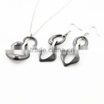 Stainless Steel black Ceramic Jewelry Set/Pendant&Earrings Jewelry for women