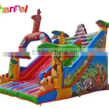 Animal forest design gaint inflatable giraffe jump slides for sale