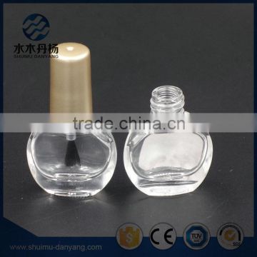 Mini flat fancy cap and brush sealing nail polish glass bottles