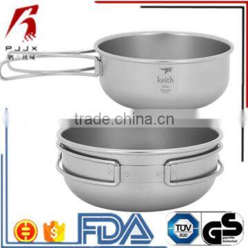 Titanium metal stainless camping Outdoor Picnic folding bowl